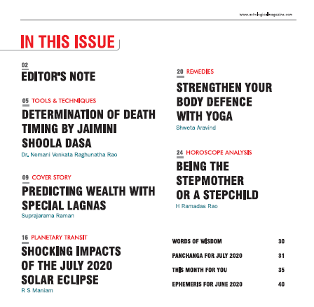 The Astrological eMagazine July 2020 Table of Contents