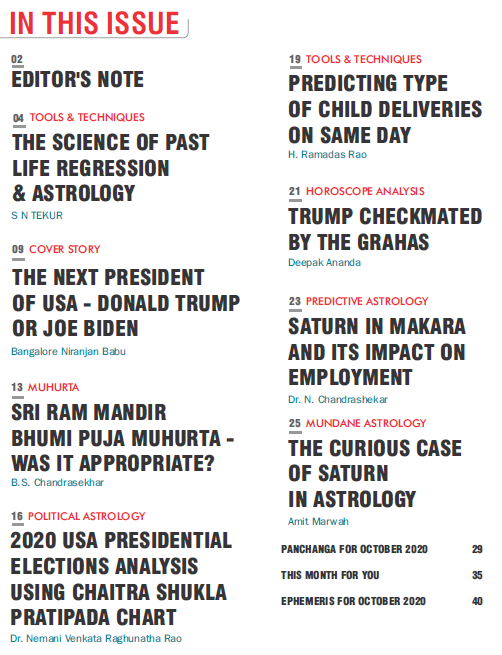 The Astrological eMagazine October 2020 Table of Contents