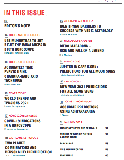 The Astrological eMagazine January 2021 Table of Contents