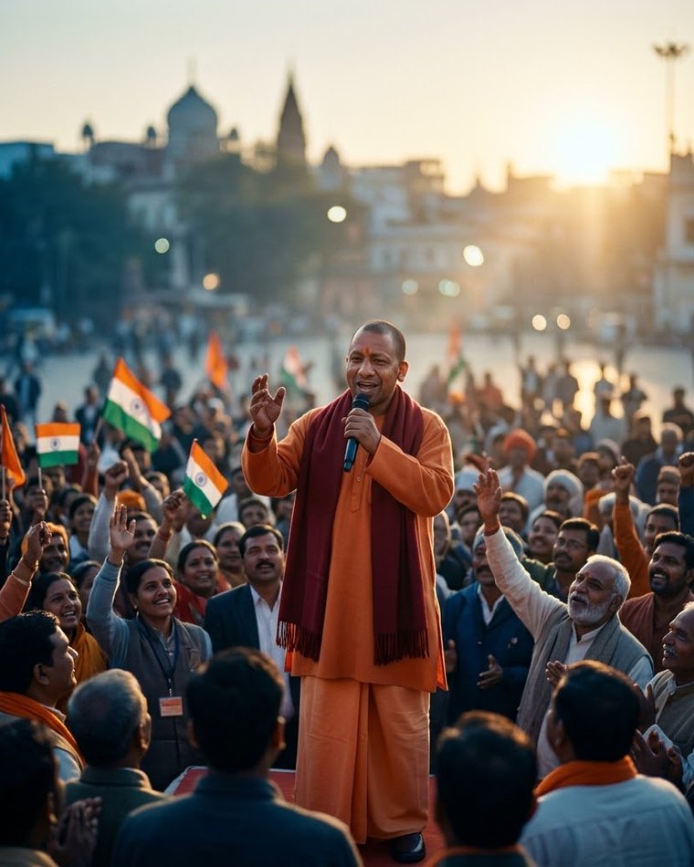 Yogi Adityanath ji addressing a rally